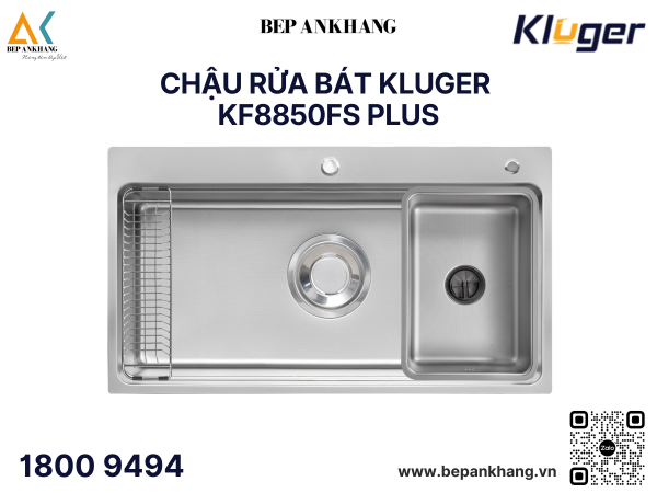 Chậu rửa bát Kluger KF8850FS Plus - Inox 304 posco - Linen chống xước